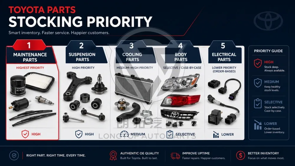 LongTopAuto Toyota Parts Sourcing Guide: Market, Profit, and Supplier Strategy Toyota parts sourcing guide Toyota parts stocking priority chart for maintenance suspension cooling body and electrical parts