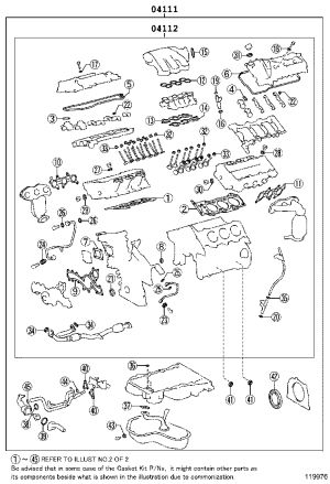 Engine Overhaul Gasket Kit 04111-28823 for Toyota Camry