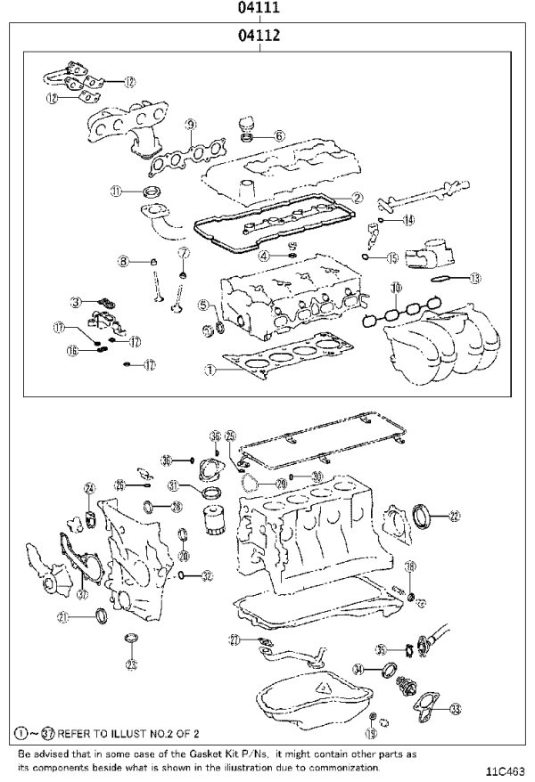 Engine Overhaul Kit 04111-54860 for Toyota Land Cruiser Prado