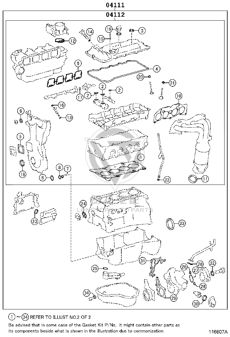 Engine Overhaul Gasket Kit 04111-31870 for Toyota Highlander