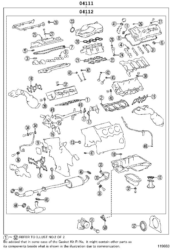 Engine Overhaul Kit 04111-31C12 for Toyota Land Cruiser Prado