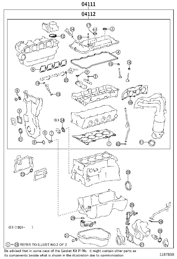 Engine Overhaul Kit 04111-36047 for Toyota Highlander