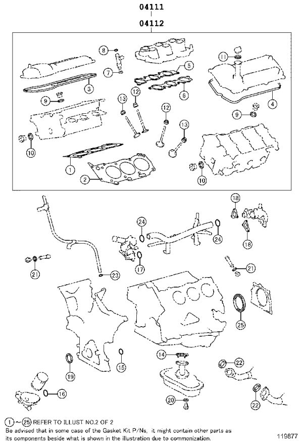 Engine Overhaul Kit 04111-50180 for Toyota 4RUNNER