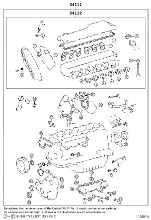 Engine Overhaul Gasket Kit 04111-50410 for Toyota Land Cruiser