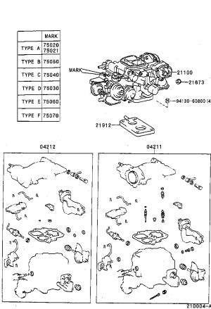 Carburetor Assembly 21100-75021 for Toyota Hiace