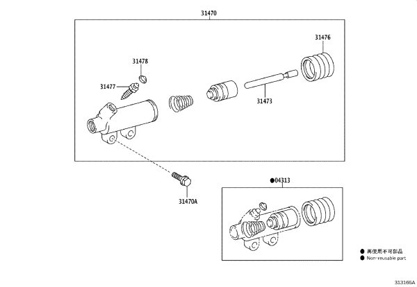 Clutch Slave Cylinder 31470-37040 for Toyota Dyna