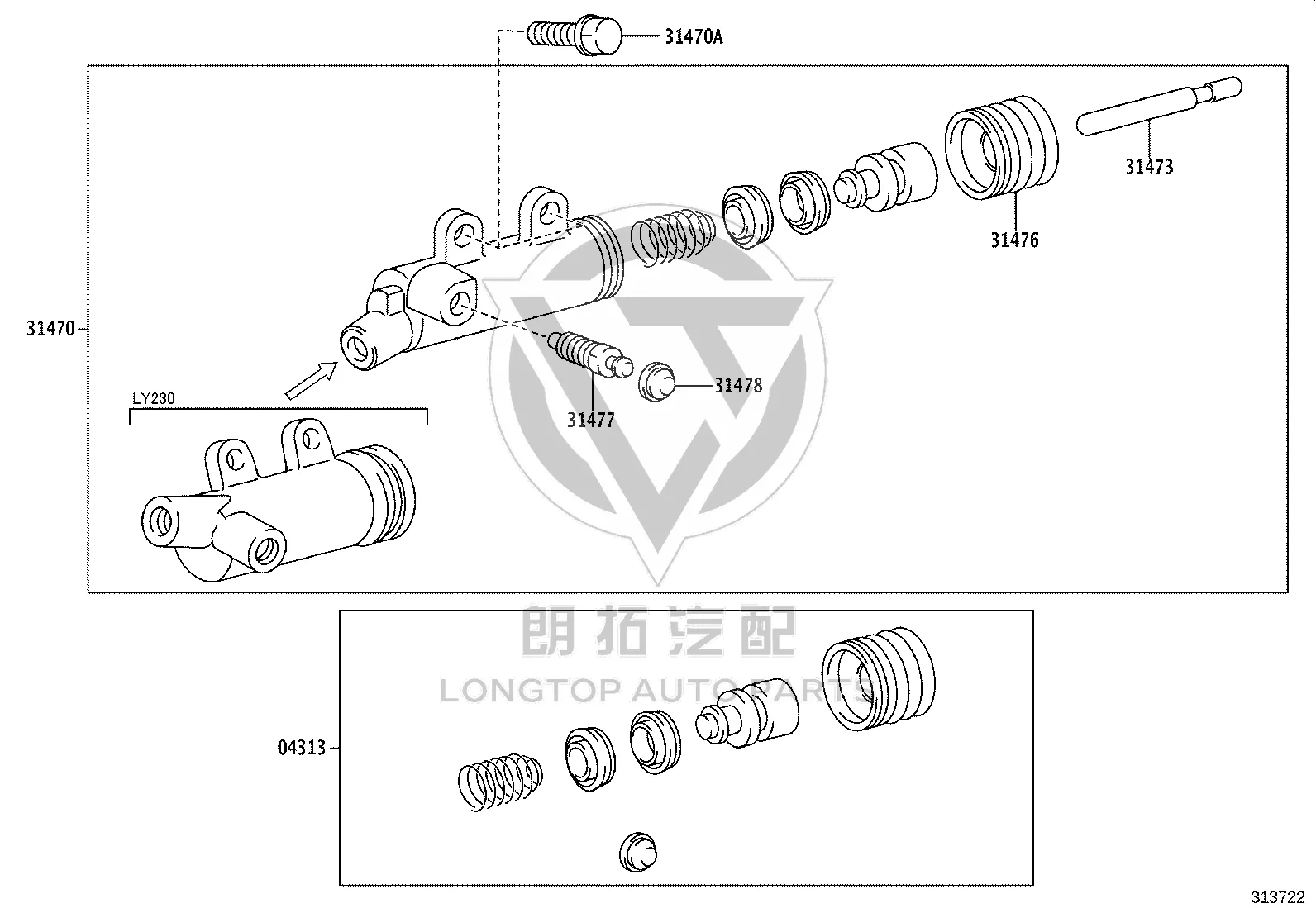Clutch Slave Cylinder Repair Kit 04313-17010 for Toyota 4RUNNER