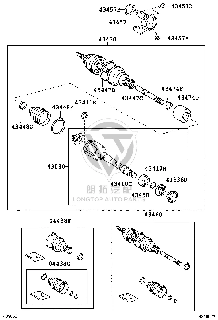 Front half shaft boot (right inner) 04437-06160 for Toyota Camry