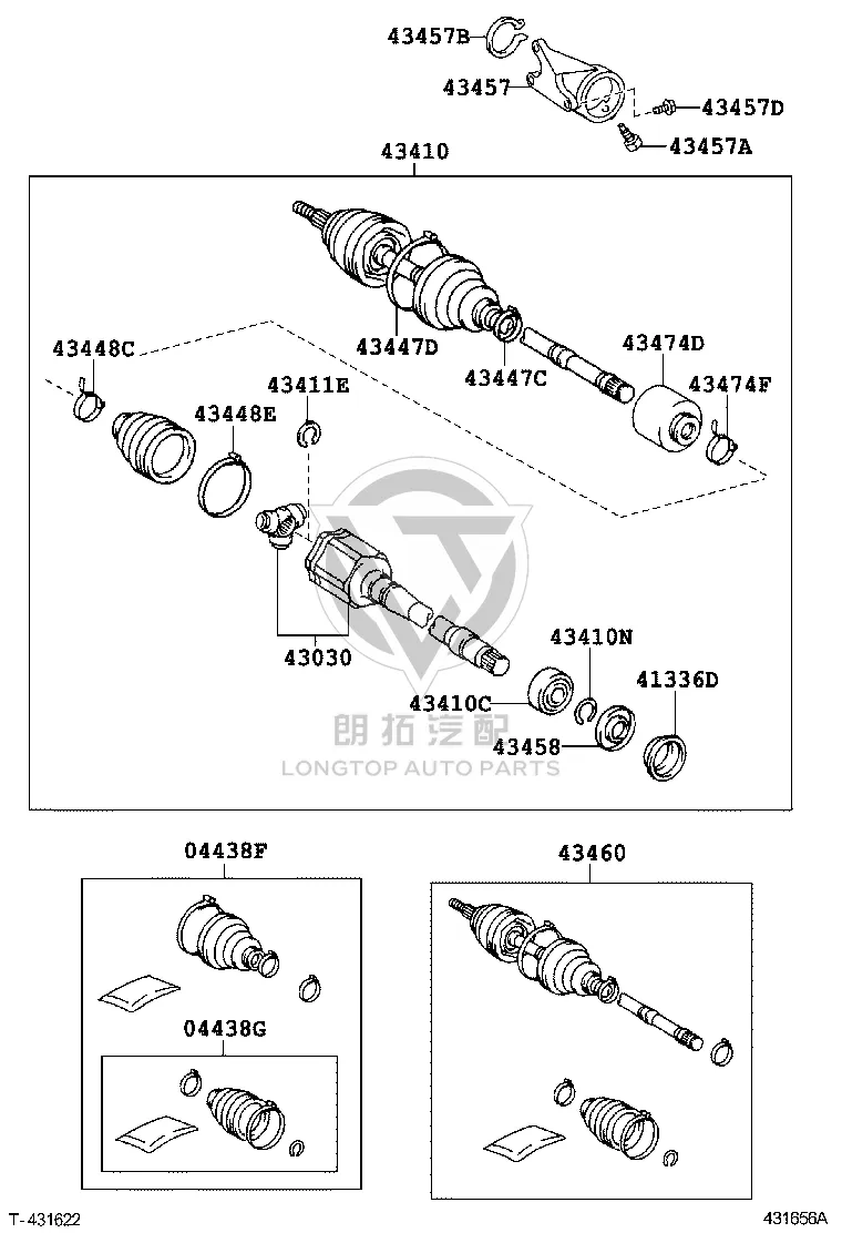 Front Axle Dust Boot Kit 04428-0E060 for Toyota Camry
