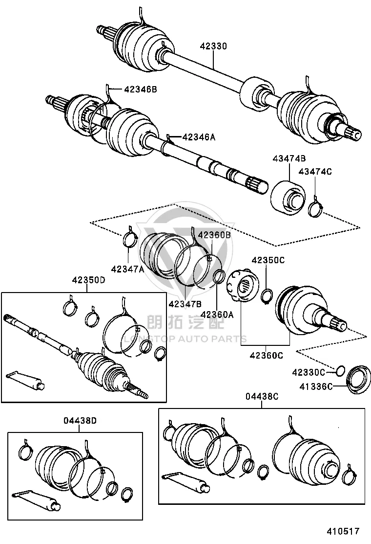 Rear Right CV Axle Boot Kit 04438-20070 for Toyota CELICA