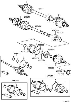 Rear Right CV Axle Boot Kit 04438-20090 for Toyota CELICA