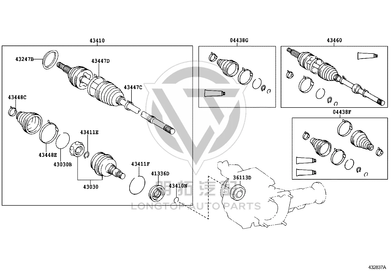 Front Left CV Axle Boot Kit 04438-21061 for Toyota CALDINA