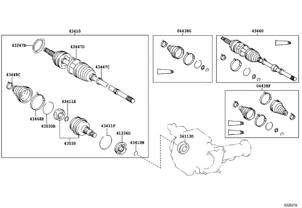 Front Left CV Axle Boot Kit 04438-21061 for Toyota CALDINA