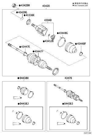 Front Half Shaft (Left) 43420-50012 for Lexus LS460