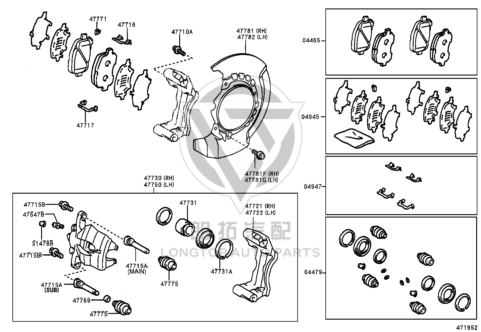 Front Brake Pads Set 04465-28490 for Toyota Previa