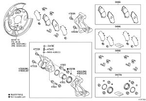 Rear Brake Pad Shim Kit 04946-0E080 for Toyota Highlander
