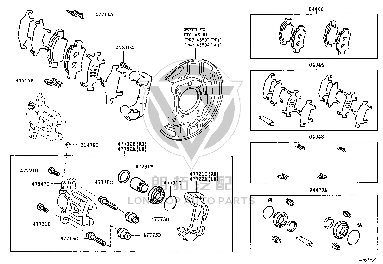 Rear Brake Pads Set 04466-44010 for Toyota NOAH