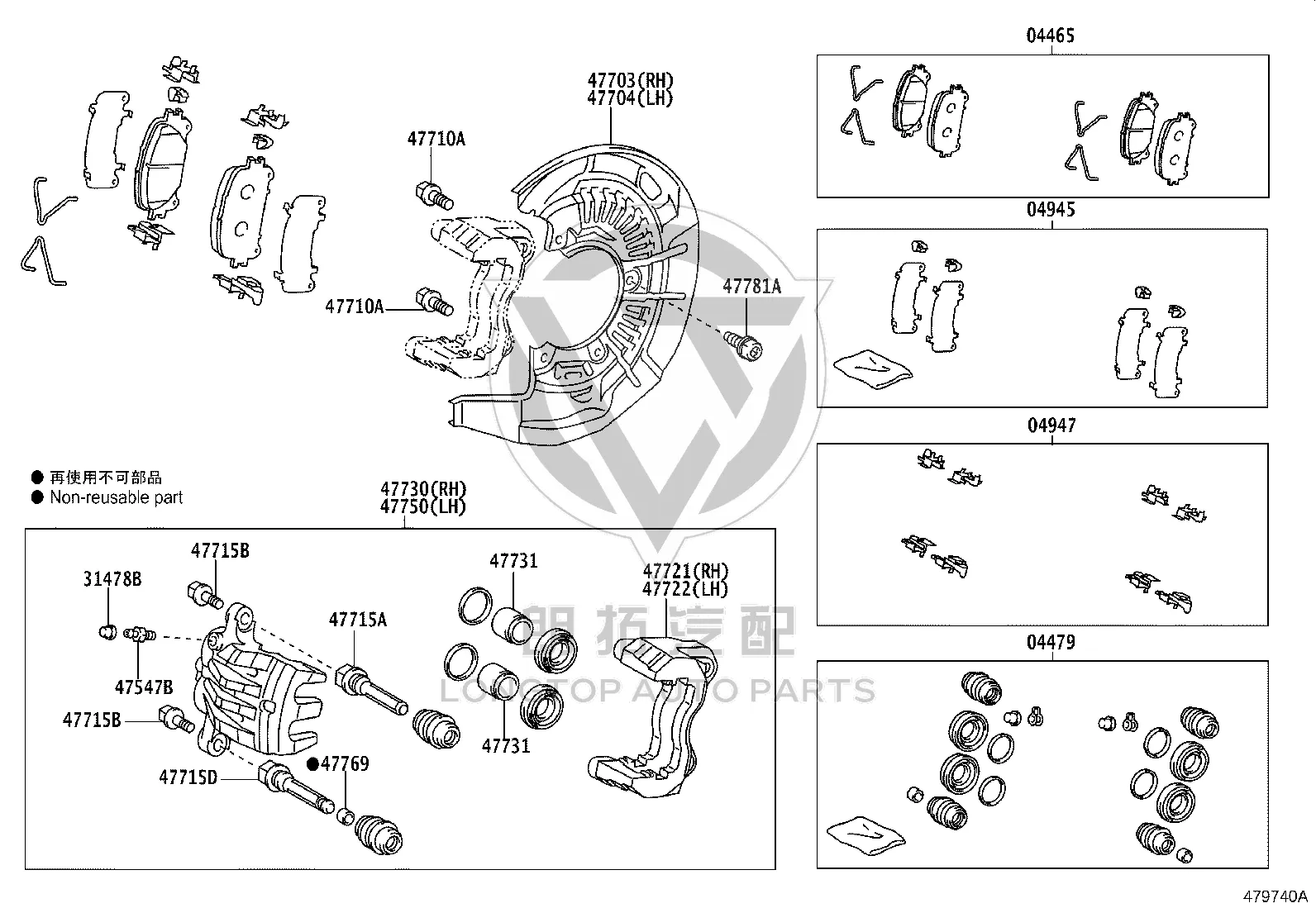 Front Brake Pads 044650-0E030 for Toyota Highlander