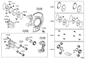 Front Brake Pad Shim Kit 04947-42040 for Toyota RAV4