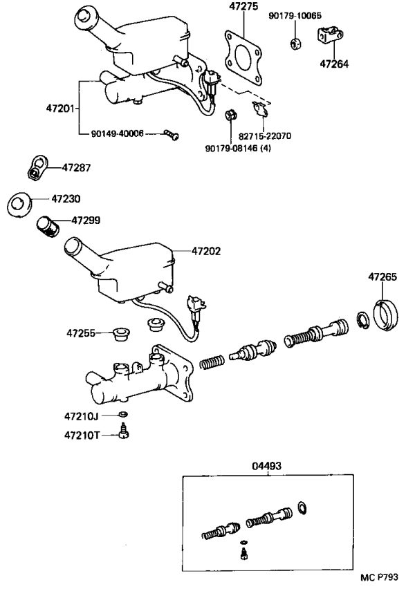 Brake Master Cylinder Repair Kit 04493-25070 for Toyota Previa