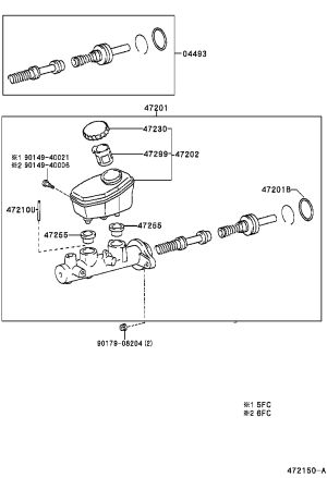 Master Brake Cylinder 47201-50300 for Lexus LS430