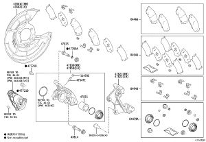 Rear Brake Pad Shim Kit 04948-48110 for Lexus RX