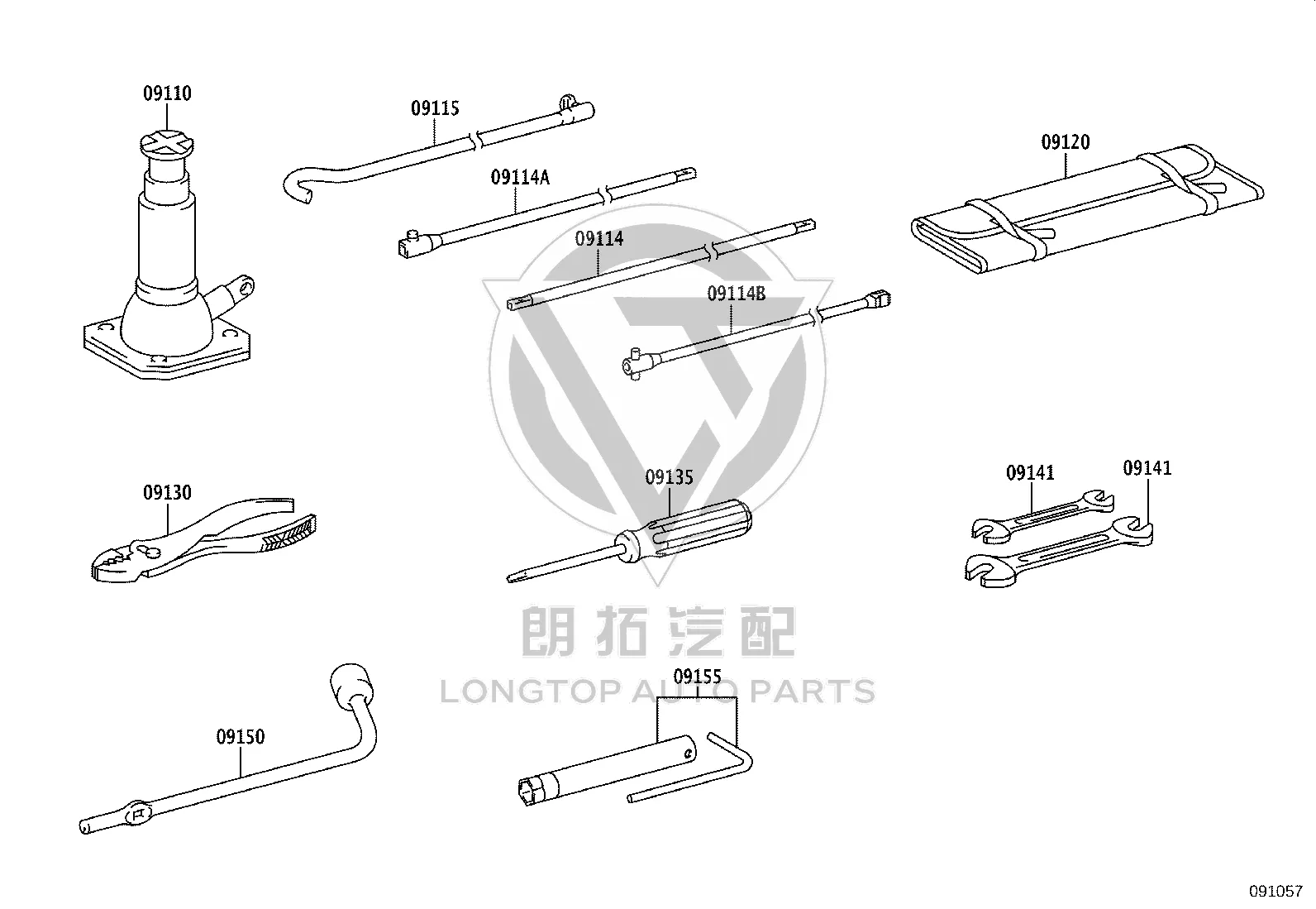 Jack Handle Extension Rod Assembly 09114-60090 for Toyota Land Cruiser