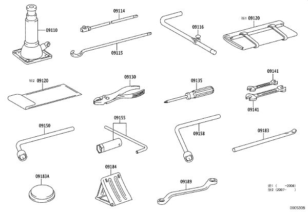 Jack Handle Extension Rod Assembly 09114-60070 for Toyota Qualis