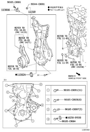 Engine Timing Cover 113100-0Y110 for Toyota Vios