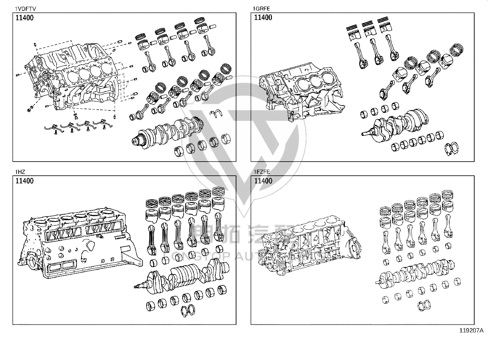 Engine Middle Cylinder 11400-17120 for Toyota Land Cruiser 100, Land Cruiser & Coaster