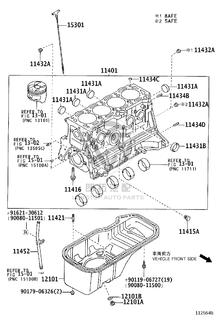 Engine Cylinder Block 11401-23906 for Toyota Vios