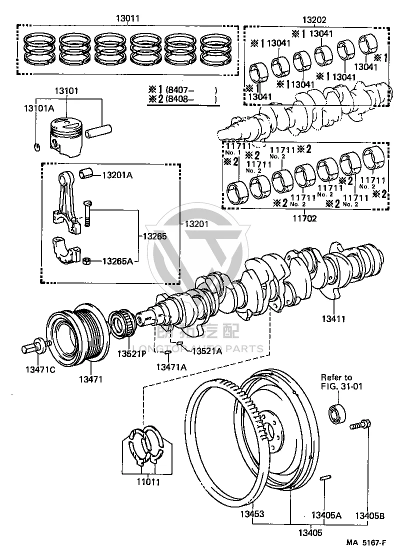 Crankshaft Main Bearing 11701-35030 for Toyota CELICA