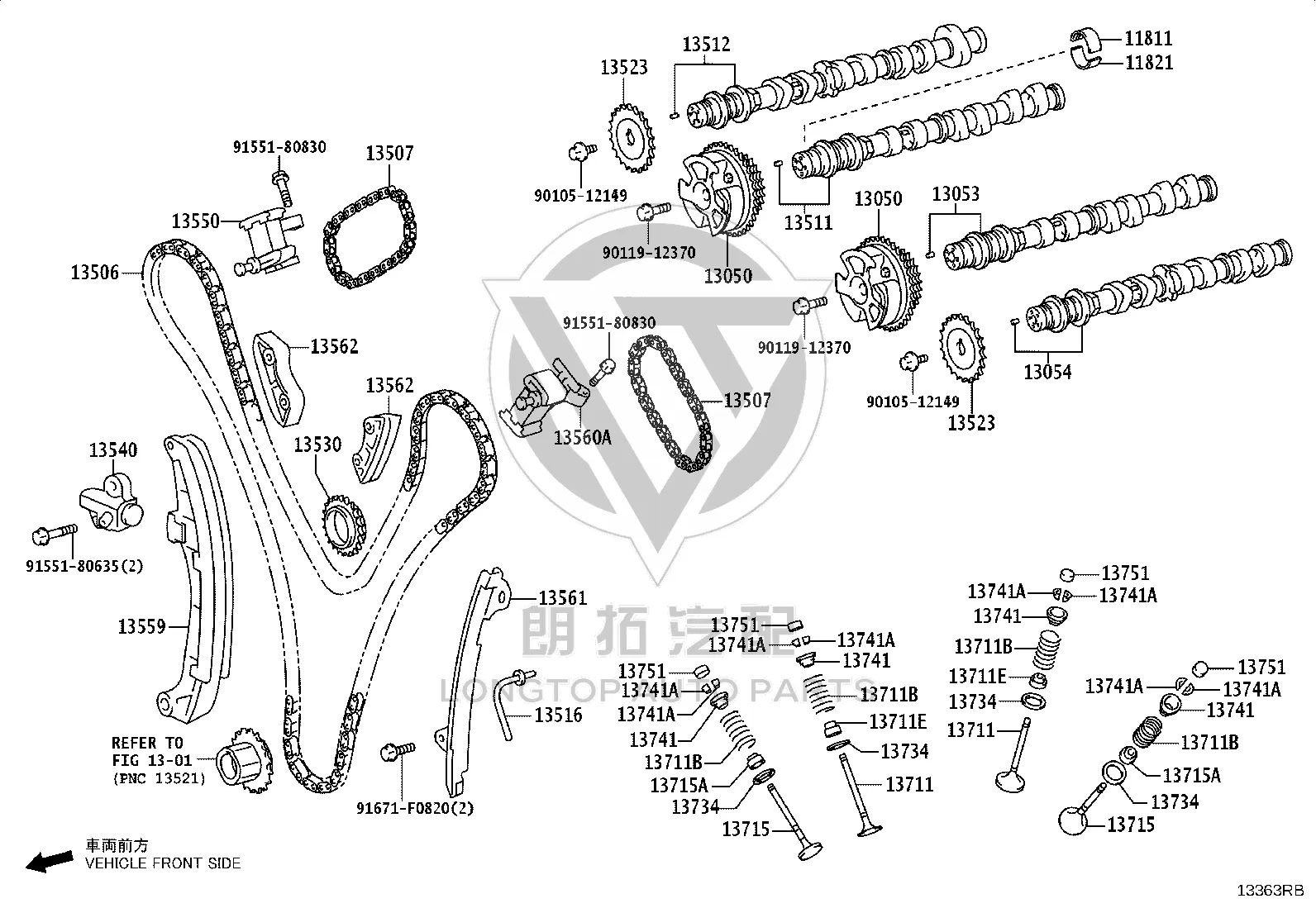 Exhaust Camshaft 13054-31010 for Toyota 4RUNNER