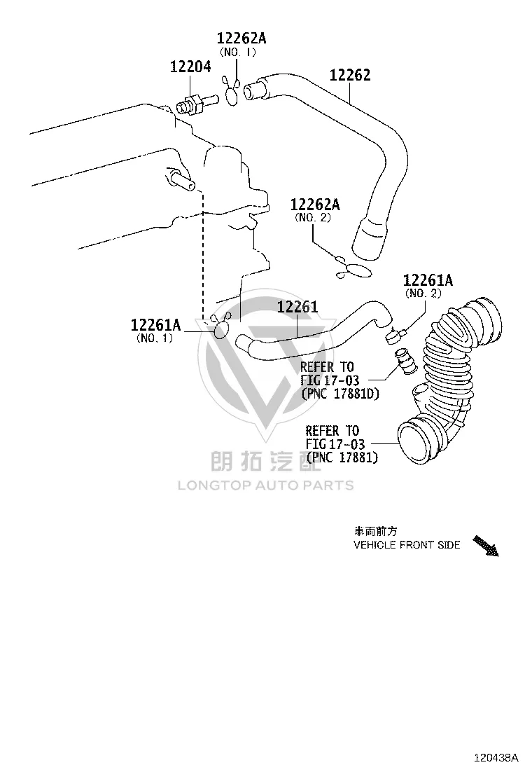 Valve Cover Breather Hose 12262-22040 for Toyota MR2