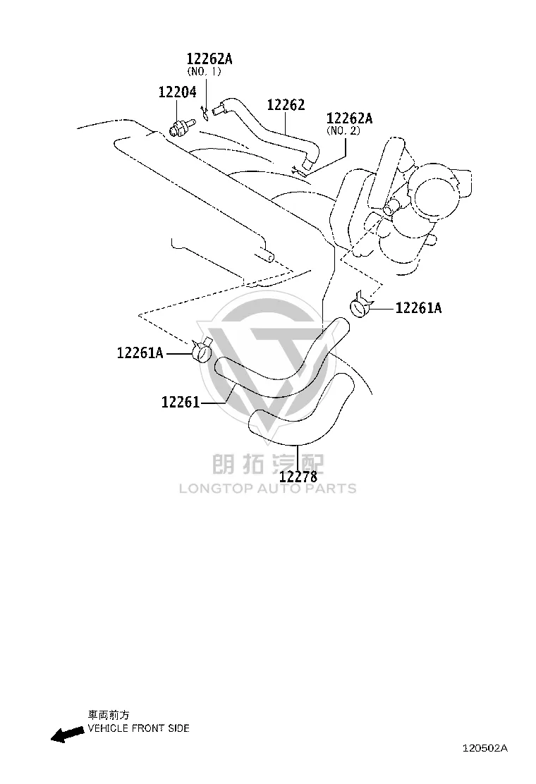 Exhaust Pipe For Valve Cover 12261-0H110 for Toyota Camry