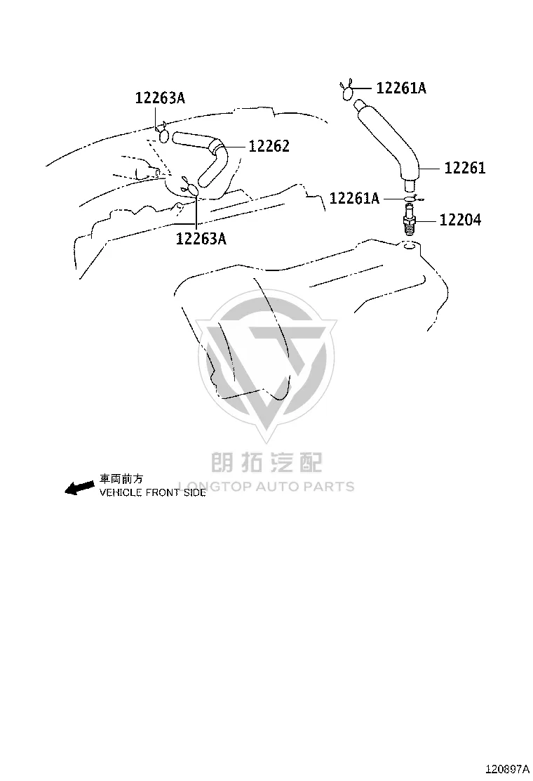 PCV Valve Hose 12262-31150 for Toyota Crown