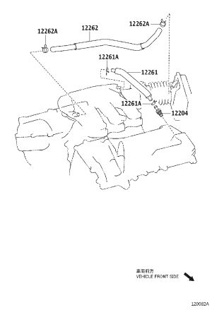 Valve Cover Exhaust Pipe 12261-36100 for Toyota Alphard