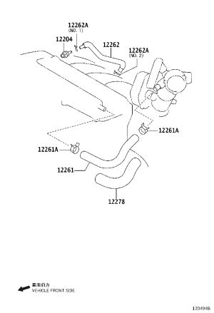 Valve cover breather hose 12261-0H100 for Toyota Camry
