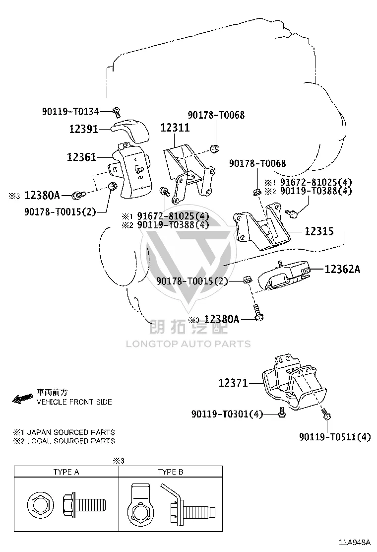 Engine Mount Front 12305-0C051 for Toyota Fortuner
