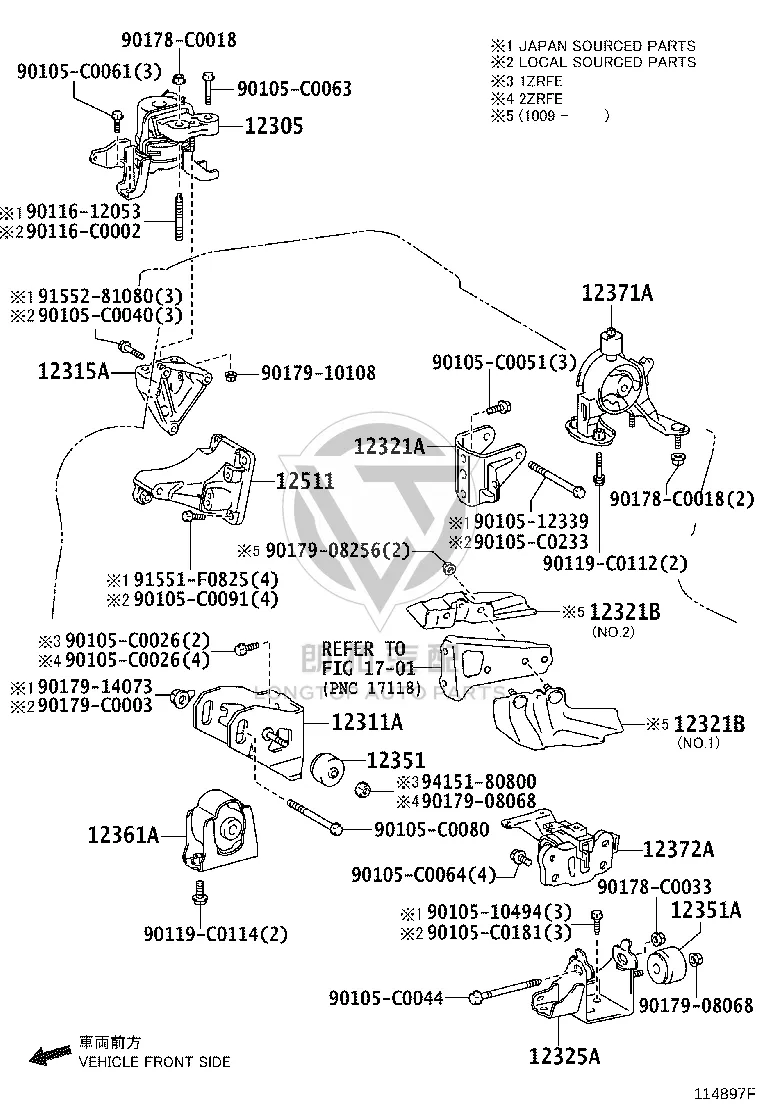 Engine Mount Rear 12371-0T020 for Toyota Corolla