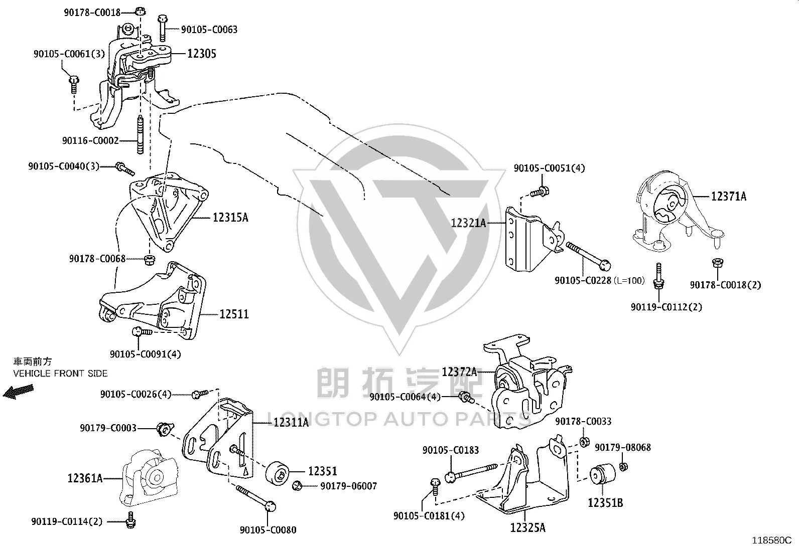 Engine Mount Rubber (Rear) 12371-0T310 for Toyota RAV4
