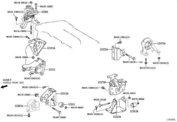 Engine bracket (left) 12325-0T380 for Toyota RAV4