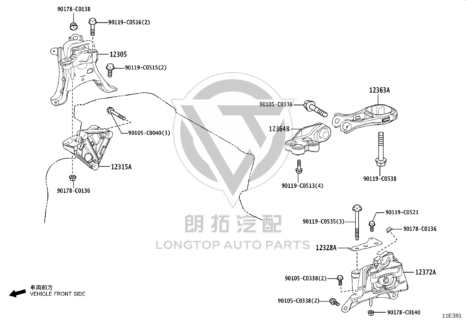 Engine Mount Left 12372-0Y380 for Toyota Corolla