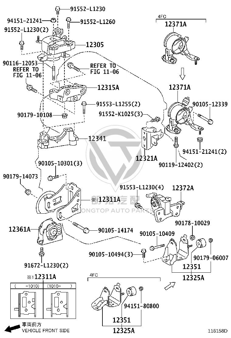 Transmission Mount Rubber 12371-28260 for Toyota Alphard