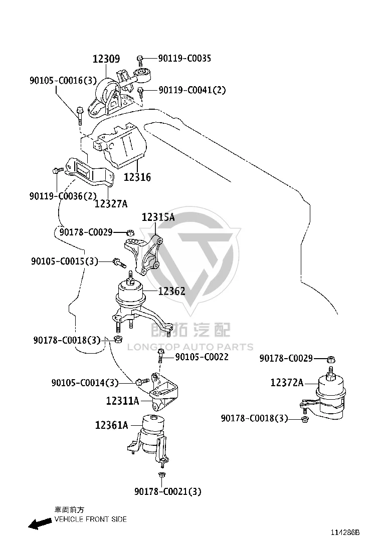 Engine Mount Left 12372-0H120 for Toyota Camry