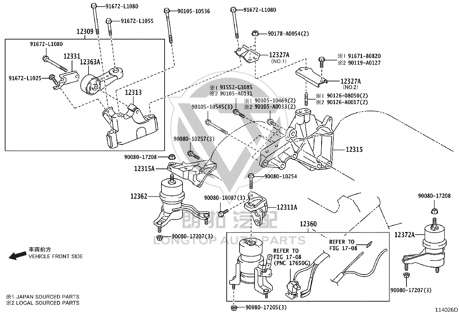 Engine Bracket Left Front 12315-0P031 for Toyota Avalon
