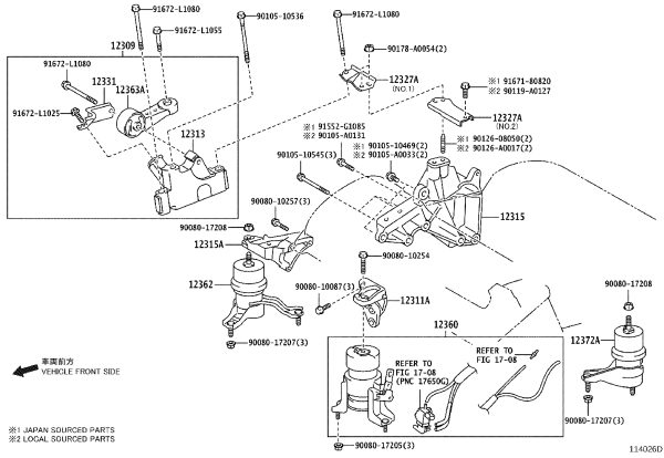 Engine Bracket Left Front 12315-0P031 for Toyota Avalon