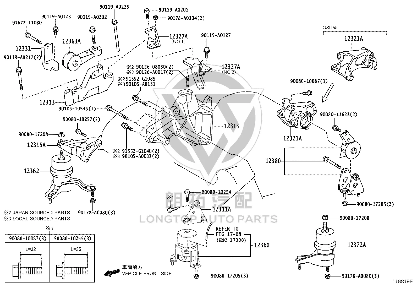 Engine Mount (Left) 12315-0P100 for Toyota Sienna