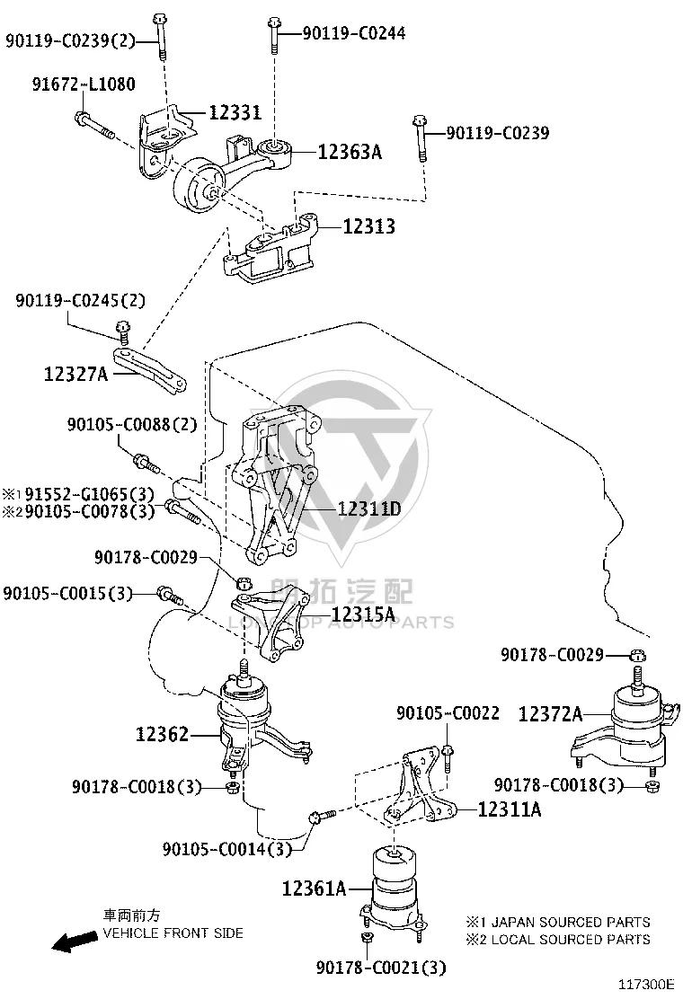 Engine Mount Rubber Left 12372-0V050 for Toyota Camry