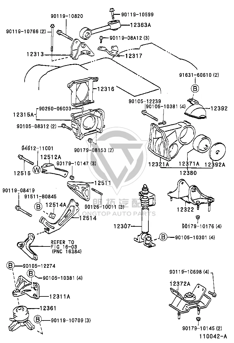 Engine Mount Left Rear 12380-20030 for Toyota Avalon